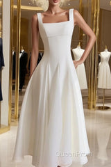 Simple A-Line Chiffon Short Ivory Evening Prom Dresses, Simple Ivory Bridesmaid Dresses