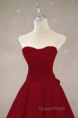 Simple A Line Strapless Long Red Evening Prom Dresses Evening Dresses