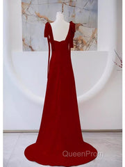 Simple A Line Straps Long Red Evening Prom Dresses Evening Dresses