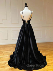 Simple Black velvet long Evening Prom Dresses, black evening Dresses
