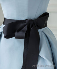 Simple Blue Satin Long Prom Dress, Blue Long Evening Dress