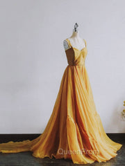 Simple Chiffon Sweetheart Long Evening Prom Dresses, Chiffon Evening Dresses