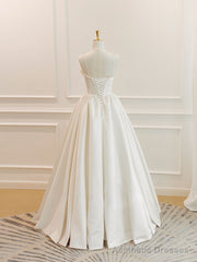 Simple ivory Satin Long Prom Dress, ivory Long Formal Dresses