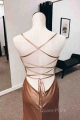 Simple Long Wedding Guest Dresses Sheath Satin Formal Evening Dresses