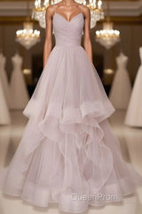 Simple Lotus root starch tulle long Evening Prom Dresses, tulle evening Dresses