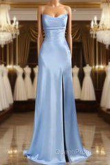 Simple Mermaid Floor Length Evening Prom Dresses With Slit 22Th Birthday Outfit