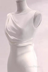 Simple Mermaid Satin White Long Wedding Dresses Brides Dresses