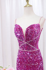 Simple Mermaid Sequin Long Evening Prom Dresses, Sequin Long Evening Dresses