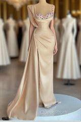 Simple Mermaid Sweetheart Satin Beading Long Evening Prom Dresses