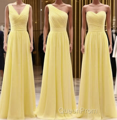 Simple Pleated Chiffon Bridesmaid Dresses Mixed Style