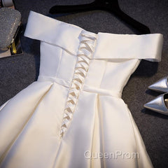 Simple Satin Off Shoulder Short Party Dresses, Homecoming Dresses