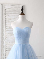Simple Sweetheart Blue Tulle Long Prom Dress Blue Evening Dress