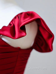 Simple Sweetheart Neck Satin Burgundy Long Evening Prom Dresses, Burgundy Long Formal Dresses