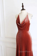 Simple V Neck Velvet Formal Dresses Mermaid Long Wedding Guest Dresses