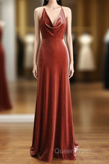 Simple V Neck Velvet Formal Dresses Mermaid Long Wedding Guest Dresses