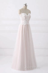 Spaghetti Straps Pink A-Line Floor Length Wedding Dresses