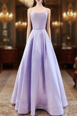 Spaghetti Straps Evening Prom Dresses Satin Floor Length
