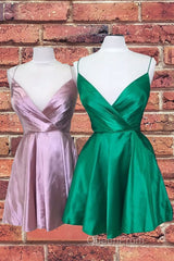 Spaghetti Straps Satin Homecoming Dresses,Mini Evening Prom Dresses
