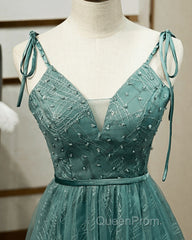 Spaghetti Straps Tulle Modest A Line Evening Dresses Long Evening Prom Dresses