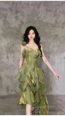 Sparkle Ruffle Evening Prom Dresses Causal Birthday Dresses Dance Party Dresses