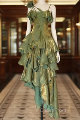 Sparkle Ruffle Evening Prom Dresses Causal Birthday Dresses Dance Party Dresses