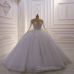 Sparkly Jewel Sequined Long Sleevess Princess Wedding Dresses