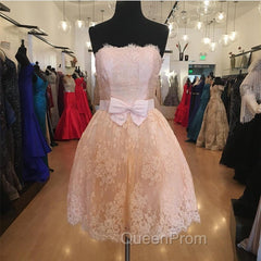 Strapless Lace Homecoming Dresses Short Evening Prom Gown