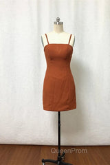 Straps Burnt Orange Bridesmaid Dressess With Removable Train