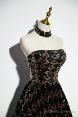 Stylish Sequins Long A-Line Prom Dress, Shiny Strapless Evening Dress