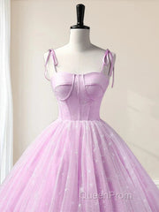 Sweetheart A-Line Tulle Long Evening Prom Dresses Sleeveless Quinceanera Dresses