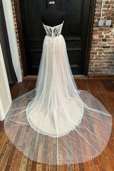 Sweetheart Appliques A-Line Long Wedding Dresses