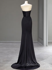 Sweetheart Black Mermaid Evening Dresses Strapless Long Evening Prom Dresses