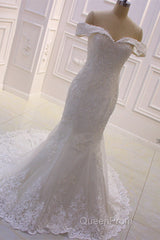 Sweetheart Lace Appliques Off the Shoulder Detachable Train Wedding Dresses