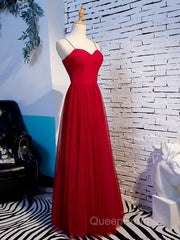 Sweetheart Neck Red Long Evening Prom Dresses, Red Long Formal Evening Dresses