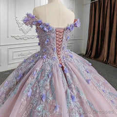 Sweetheart Off The Shoulder Beaded Floral AppliquèŒquinceanera Ball Gown
