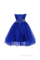 Sweetheart Royal Blue Homecoming Dresses Short Evening Prom Dresses With Beading