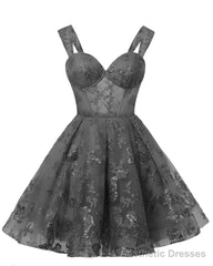 Teens Sparkly Tulle Black Homecoming Dresses Spaghetti Straps Short Cocktail Party Prom Dress