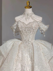 Timeless Ball Gown Sweetheart Short Sleeves Lace White Wedding Dresses Brides Dresses