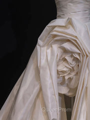 Timeless High Low Strapless Satin Ivory Wedding Dresses Brides Dresses