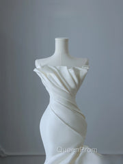Timeless Mermaid Strapless Satin Ivory Long Wedding Dresses Bridal Dresses