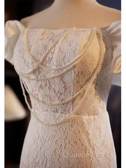 Trumpet Mermaid Puffy Sleeves Wedding Dresses With Detachable Train