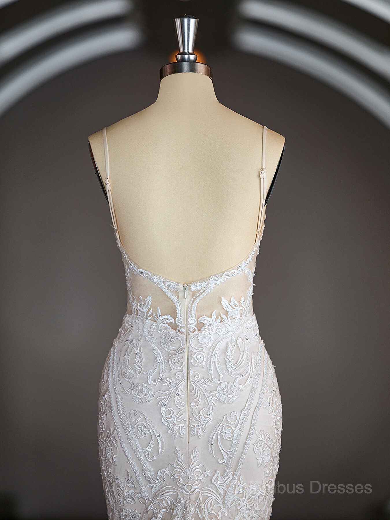 Wedding Dressed Under 1007, Trumpet/Mermaid V-neck Cathedral Train Tulle Wedding Dresses with Appliques Lace