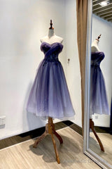 Tulle Lace Short Prom Dress, Off the Shoulder Evening Party Dress