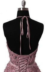 Tulle Wisteria Evening Prom Dresses A-Line/Princess Scoop Neck Court Train With Appliqued