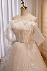 Unique And Noble Ivory Sleeveless Off Shoulder Ball Dresses Ivory Sheer Thin Shoulder Strap With Backless Strap Evening Prom Dresses