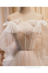 Unique And Noble Ivory Sleeveless Off Shoulder Ball Dresses Ivory Sheer Thin Shoulder Strap With Backless Strap Evening Prom Dresses