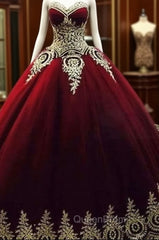 Unique Burgundy Lace Long Evening Prom Gown, Bugrundy Evening Dresses