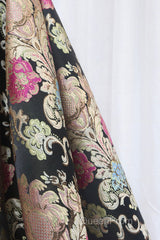 Unique Floral Floor Length Evening Prom Dresses, A-Line Black Evening Dresses