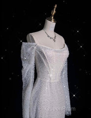 Unique Mermaid Off The Shoulder Long Sleeves Wedding Dresses Sequin Brides Dresses