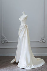 Unique Mermaid Strapless Long Wedding Dresses With Short Sleeves Brides Dresses